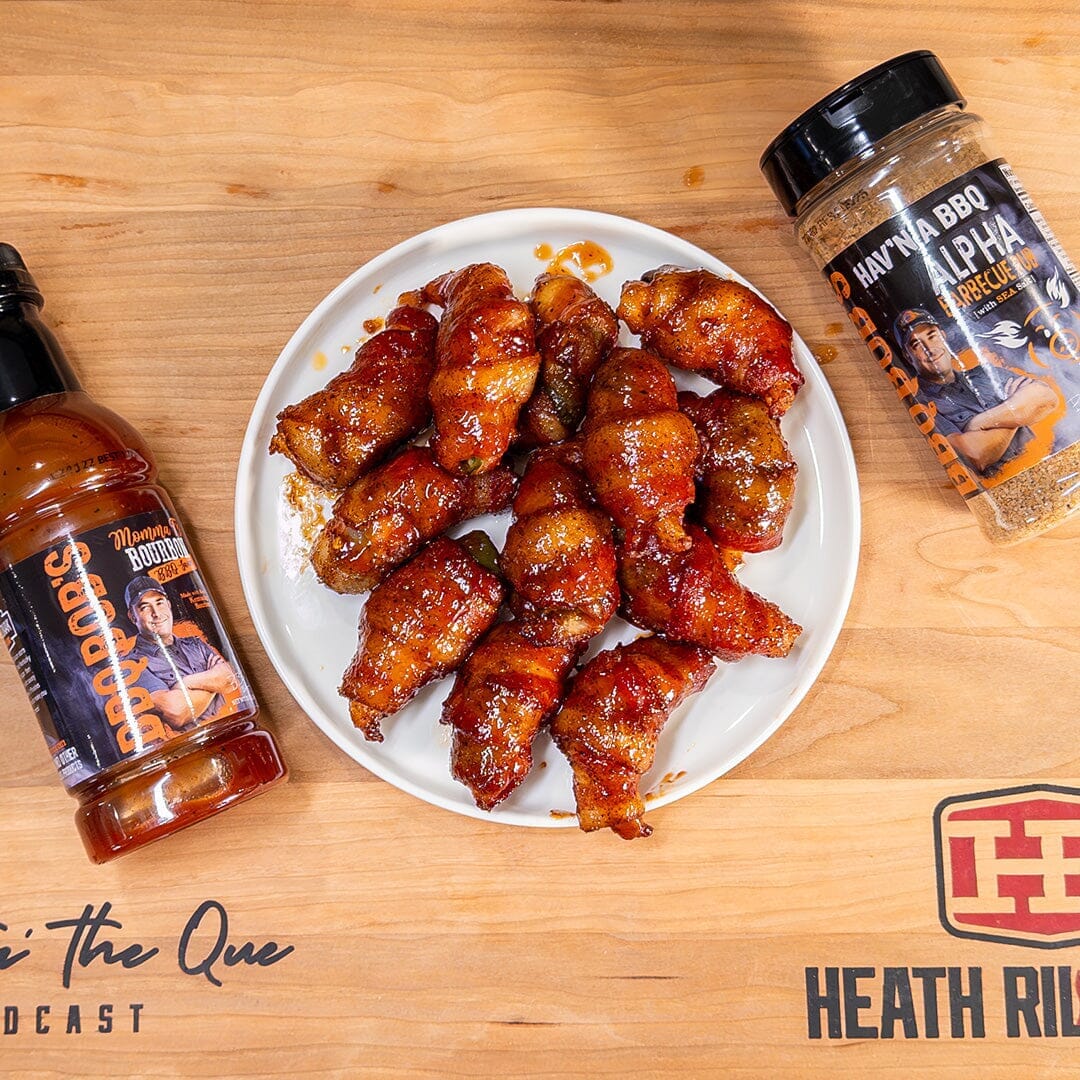 Bourbon Glazed Bacon Wrapped Shrimp Poppers