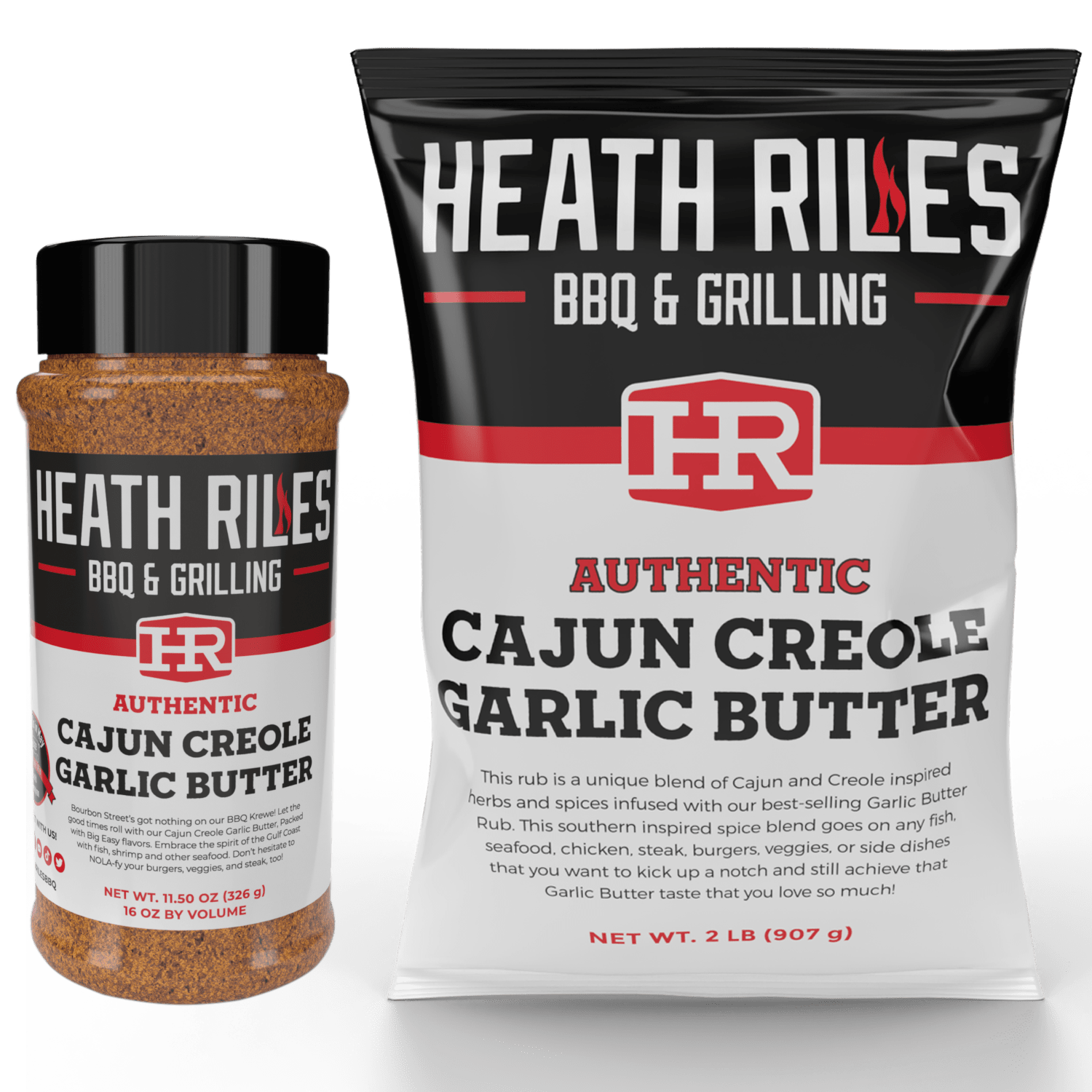 Cajun Creole Garlic Butter Rub Shaker & 2 lb. Refill Bag Combo