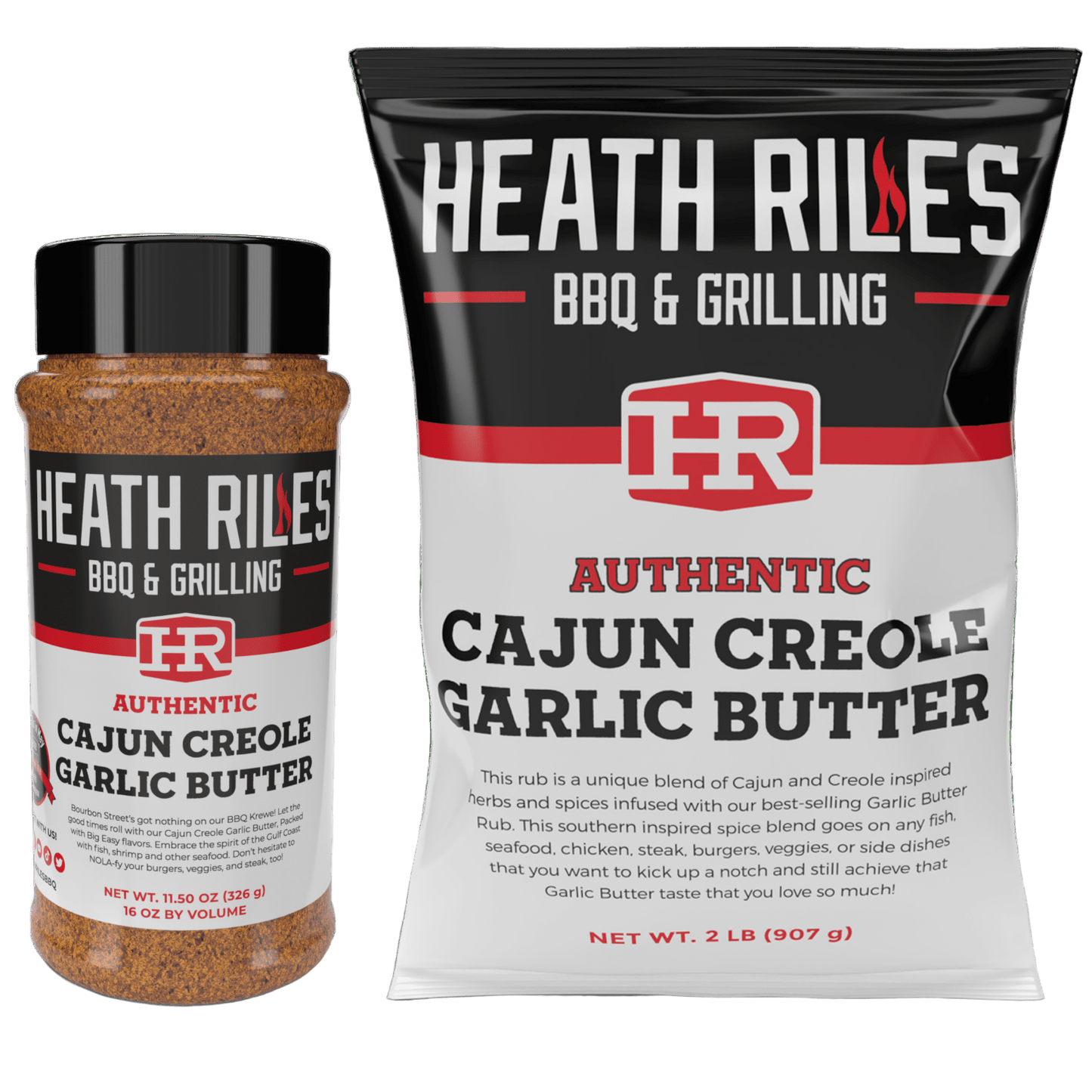 Cajun Creole Garlic Butter Rub Shaker & 2 lb. Refill Bag Combo