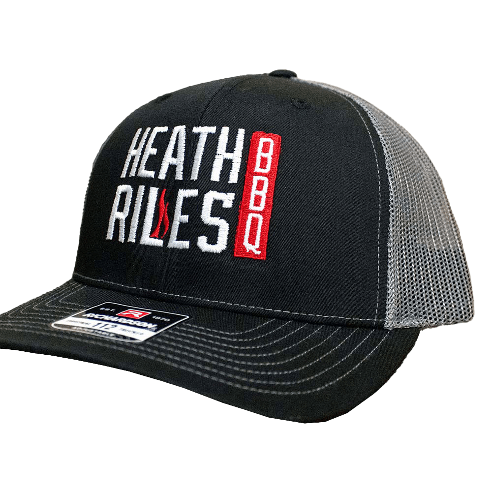 Heath Riles BBQ Stacked Logo Trucker Hat, One Size - Right Angle