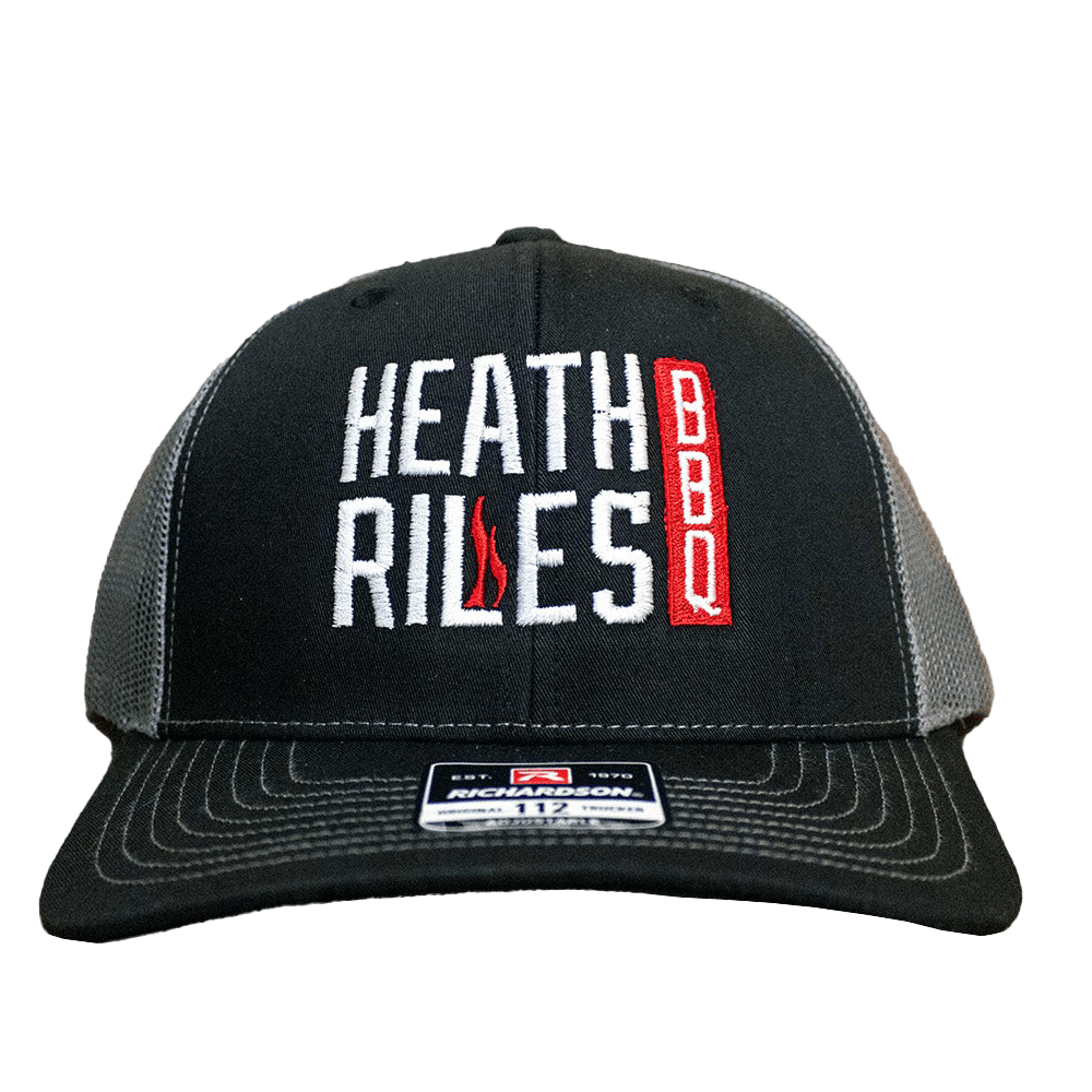 Heath Riles BBQ Stacked Logo Trucker Hat, One Size - Front