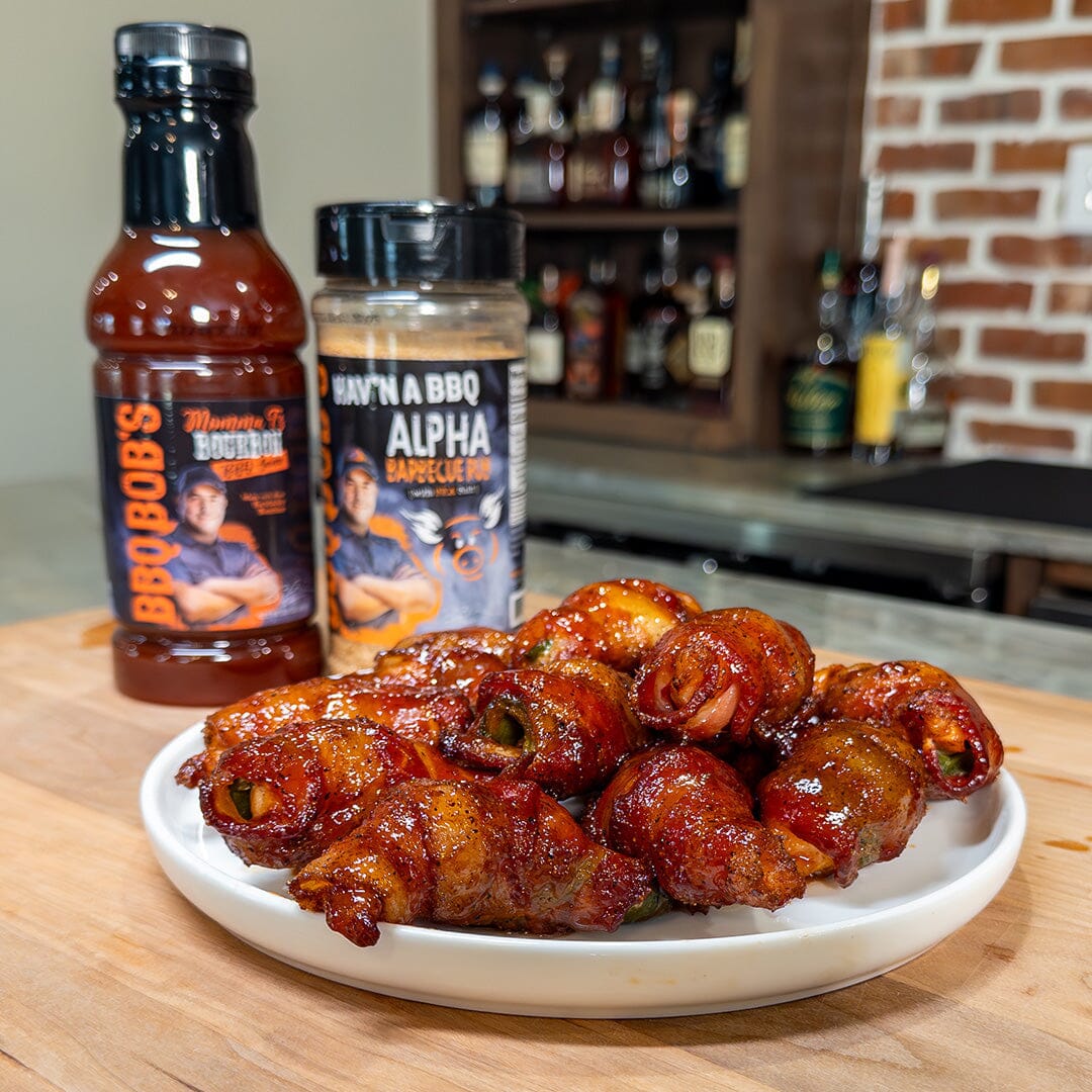 Bourbon Glazed Bacon Wrapped Shrimp Poppers