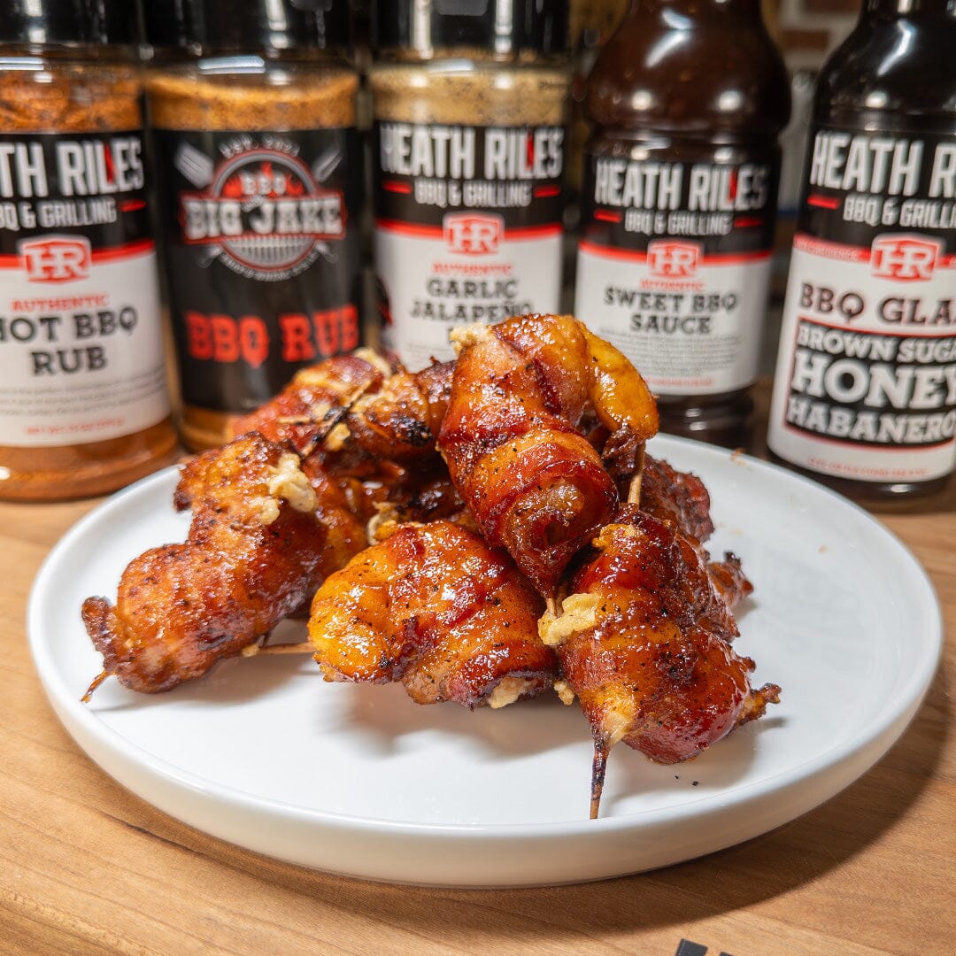 Boudin Stuffed Bacon Wrapped Shrimp