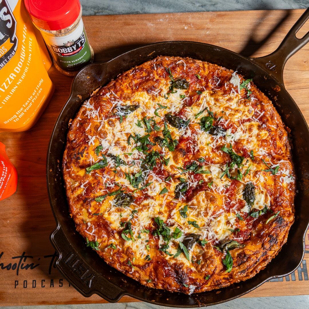 Margherita Pizza in a Cast Iron Skillet