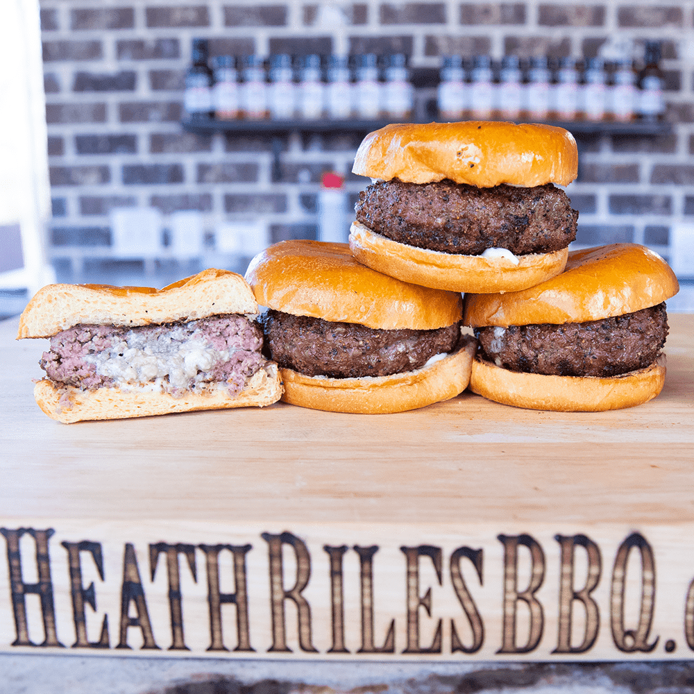 Blue Cheese Stuffed Burgers on the Goldens' Cast Iron