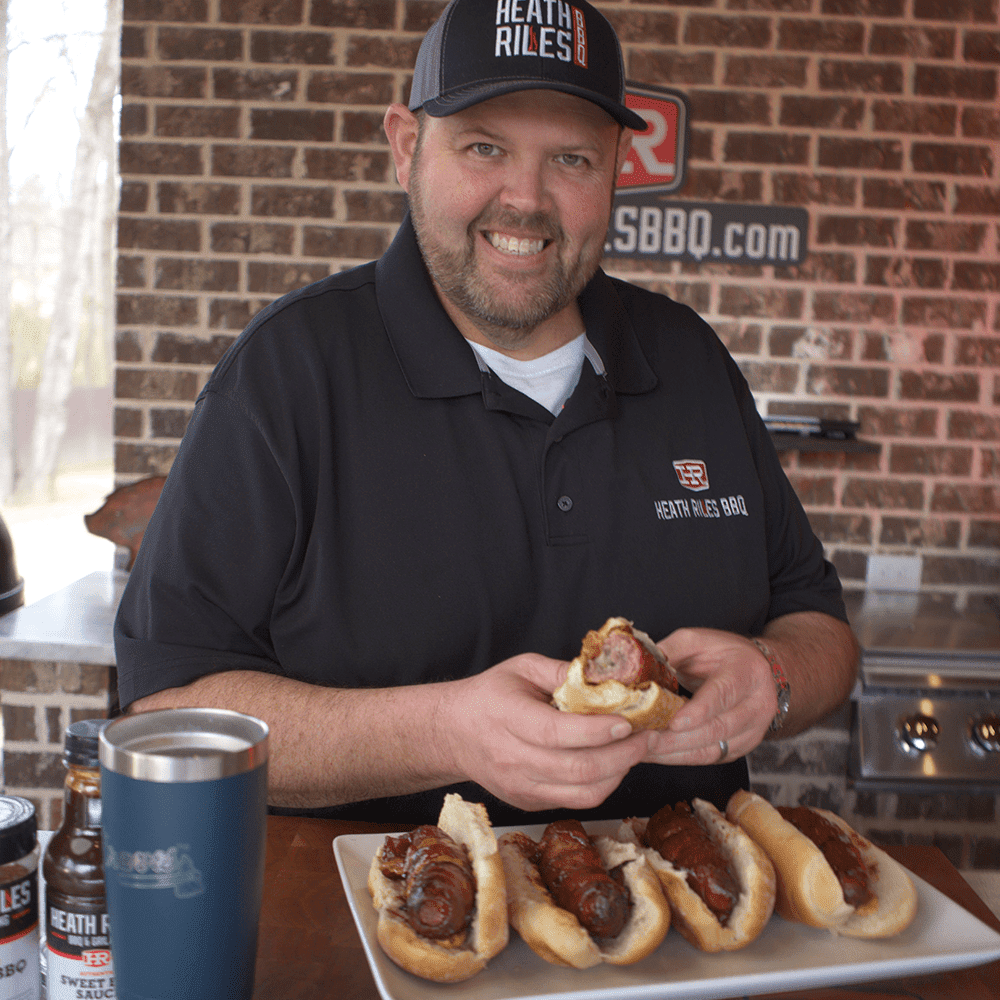 Pepper Jack Stuffed Bacon Wrapped Brats on the Weber Kettle Grill