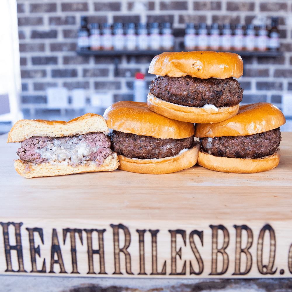 Blue Cheese Stuffed Burgers on the Goldens' Cast Iron