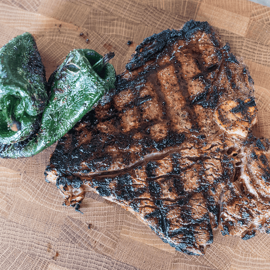 Poblano Porterhouse Recipe Using the Golden's Cast Iron Cooker