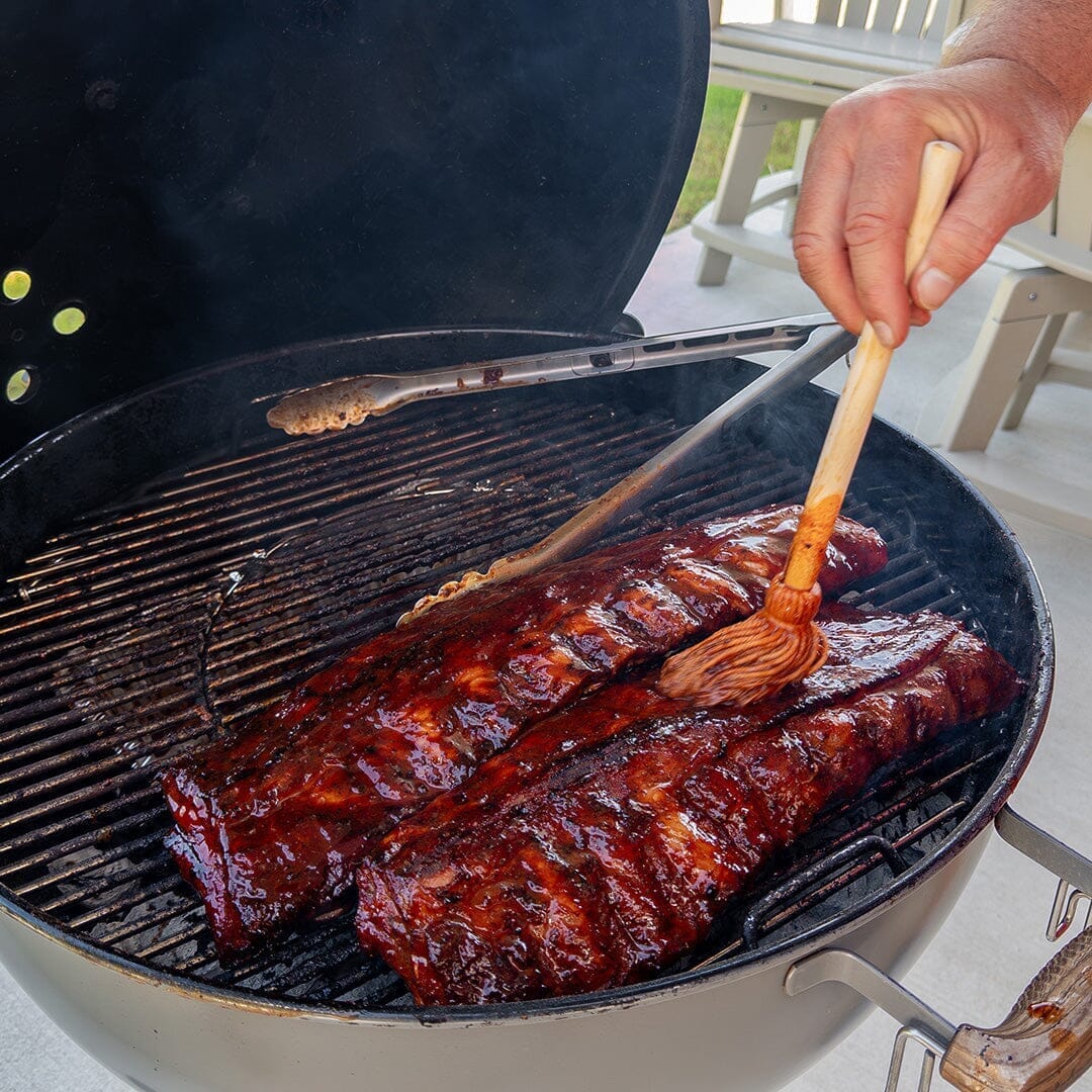 Old School Charcoal Grilled Ribs with a Beer Mop