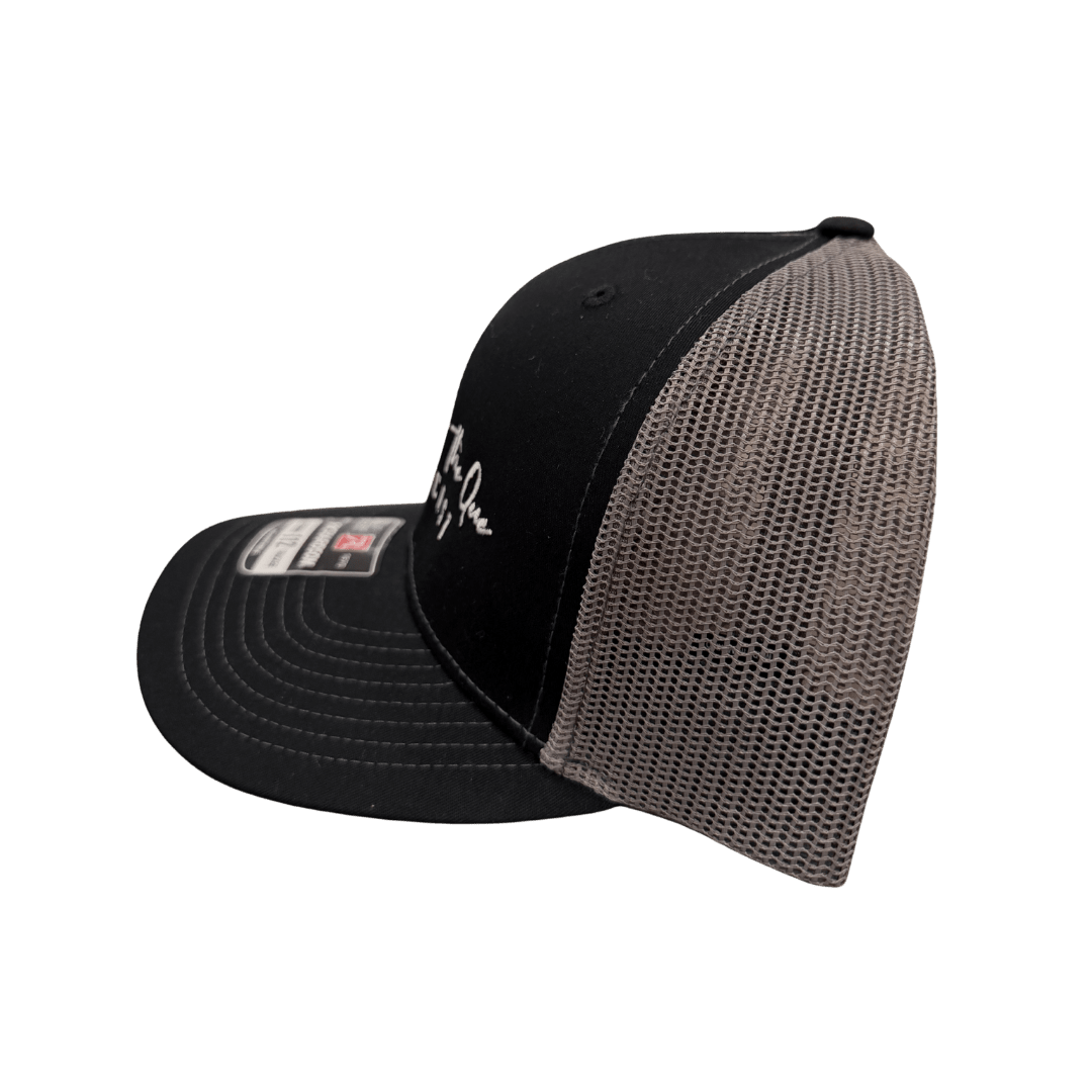 Shootin' The Que Trucker Hat (Black with Grey Mesh) Merchandise Heath Riles BBQ 