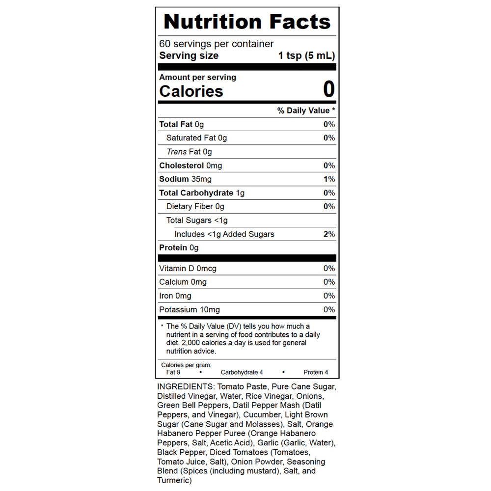 Bear & Burton's Breakfast Sauce - Nutrition Facts