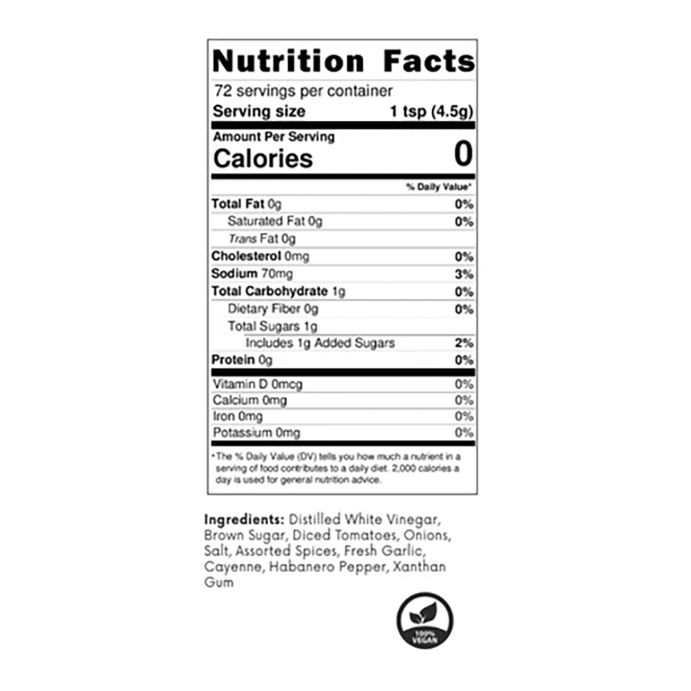 Bear & Burton's W Sauce - Veganshire - Nutrition Facts