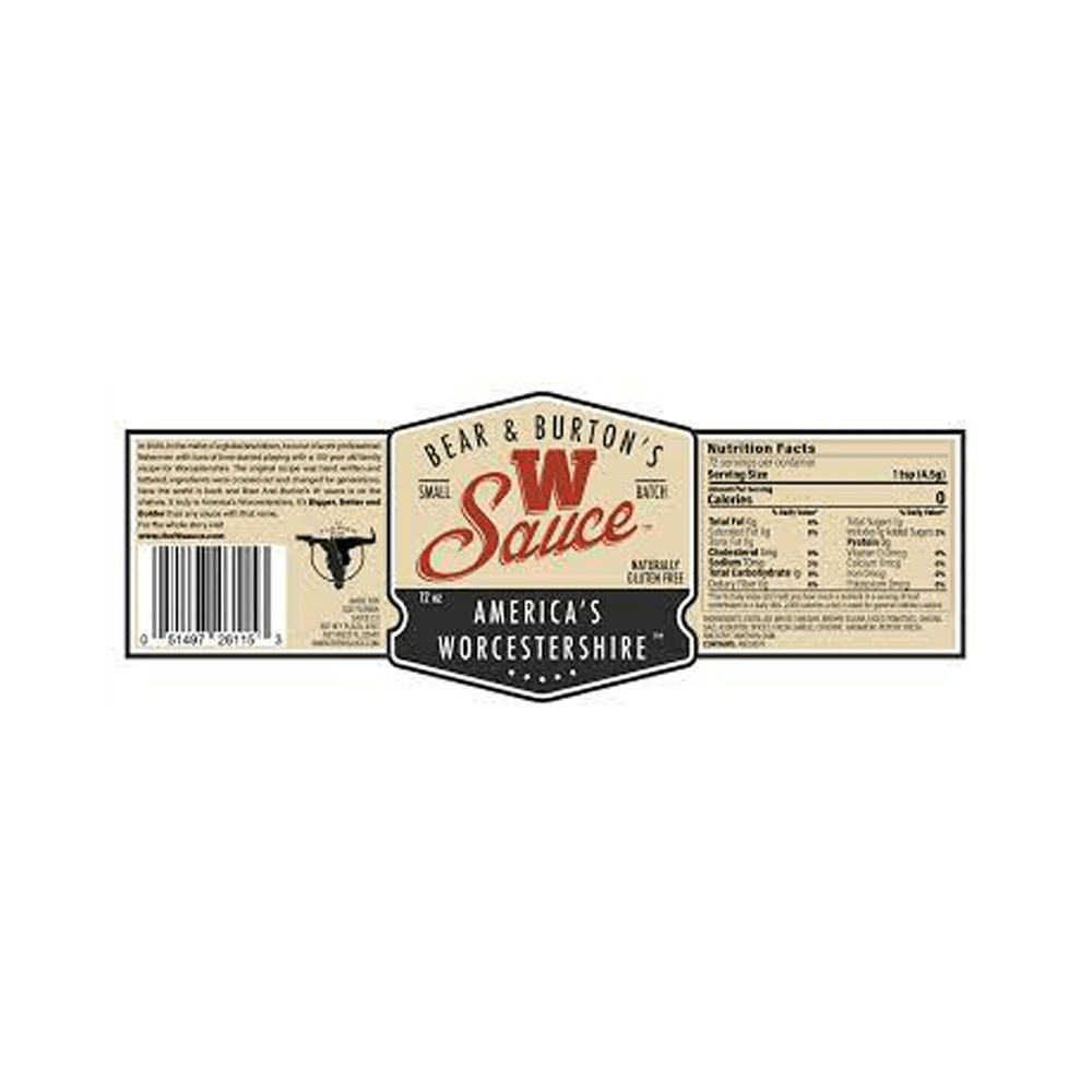 Bear & Burton's W Sauce - America's Worcestershire - Back Label