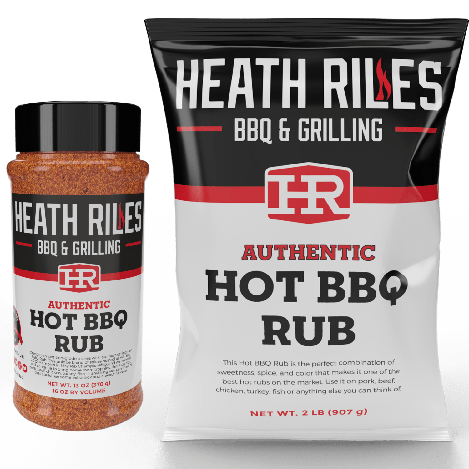 Hot BBQ Rub Shaker & 2 lb. Refill Bag Combo