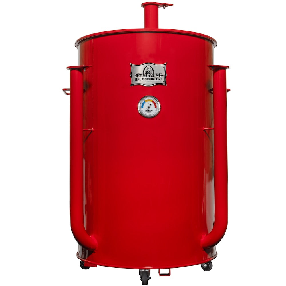 Red smoker with a brand logo on a white background